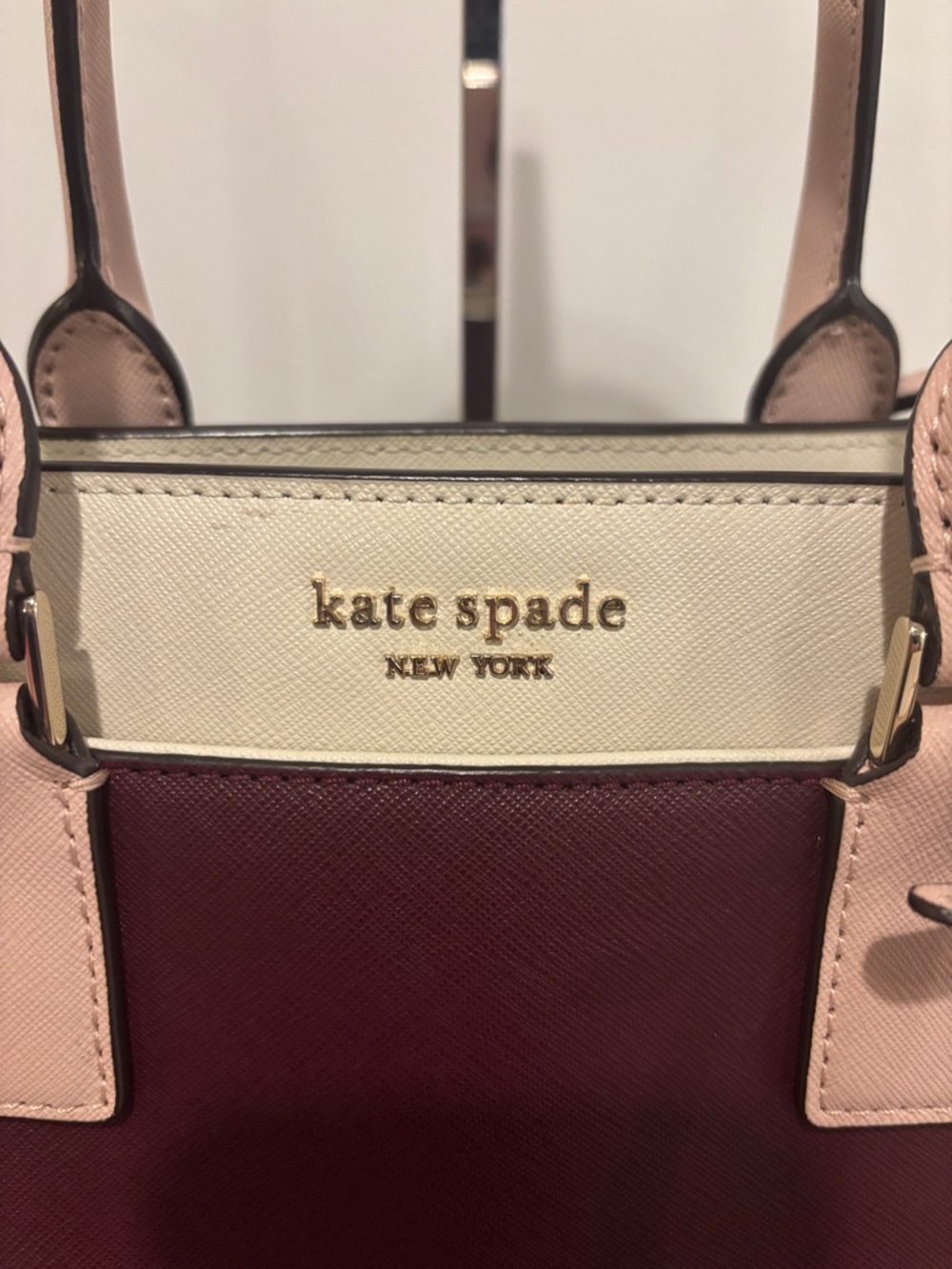 kate spade Colorblock Satchel in Burgundy, Blush & Cream - Picture 2 of 10